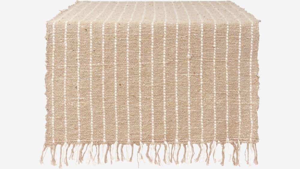 Travers de table réversible en coton - 40 x 140 cm - Naturel
