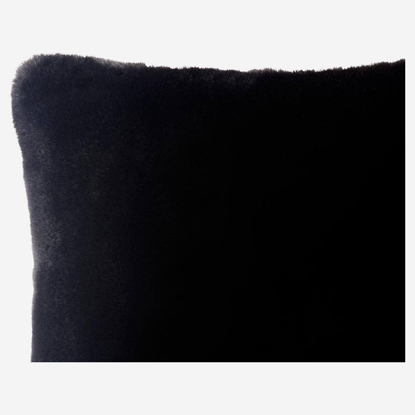 Coussin en imitation fourrure - 45 x 45 cm - Noir