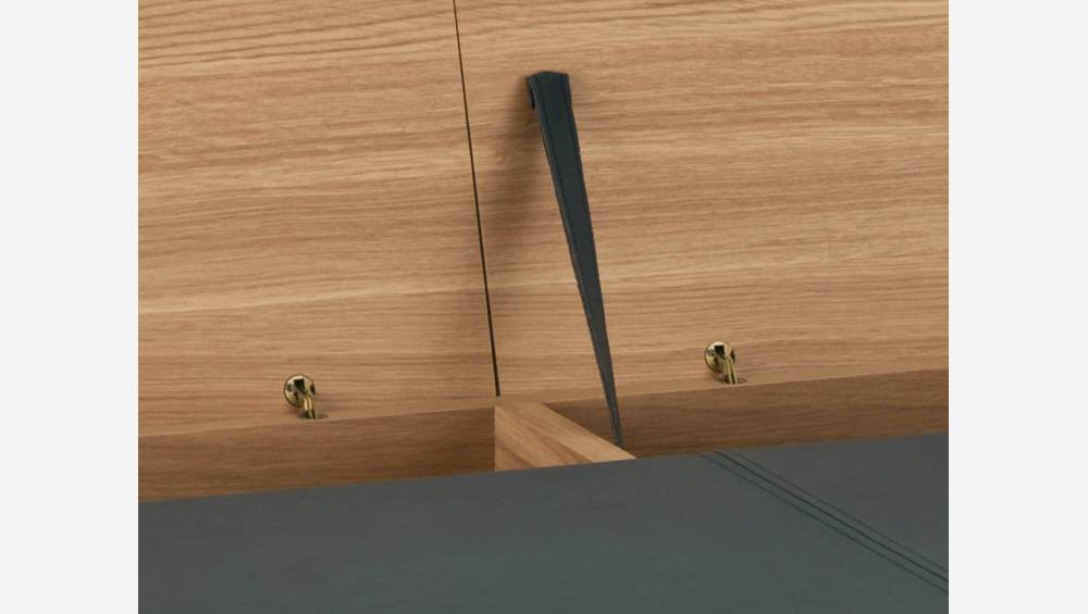 Schreibtisch aus Eiche und braunem Leder - 103 cm 