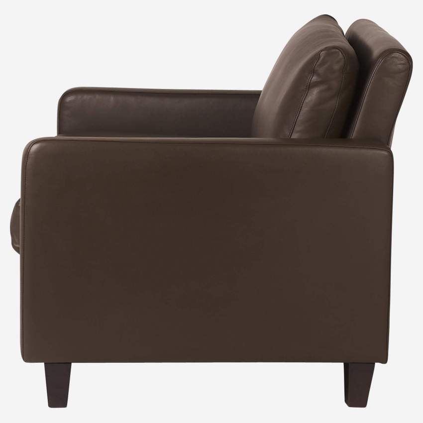 Compacte zetel in leer - Bruin -  Zwarte poten