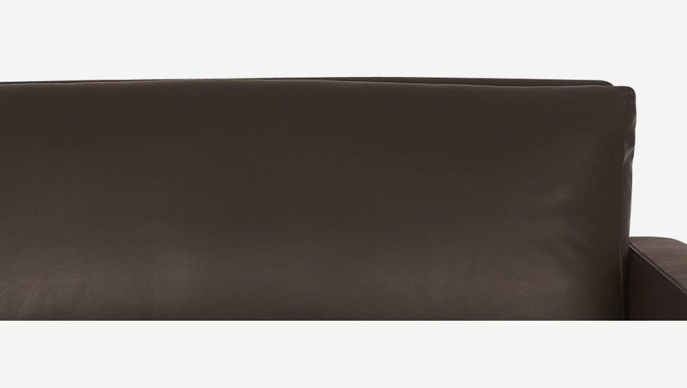 Sofá compacto em pele - Castanho - Pés pretos