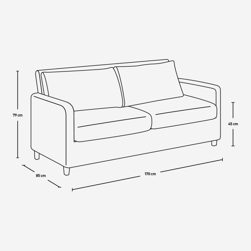 2-Sitzer-Sofa aus Leder - Schwarz - Schwarze Füße