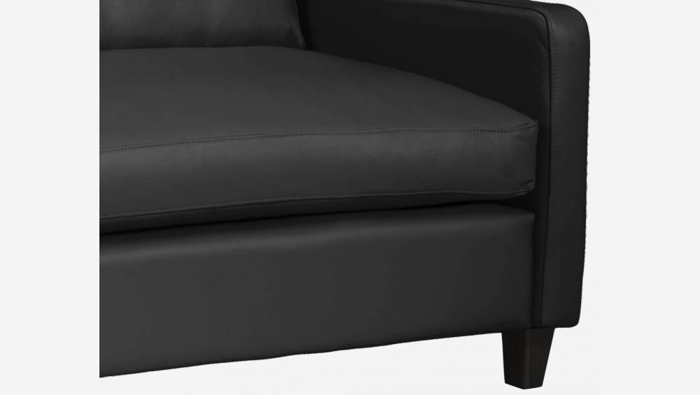2-Sitzer-Sofa aus Leder - Schwarz - Schwarze Füße