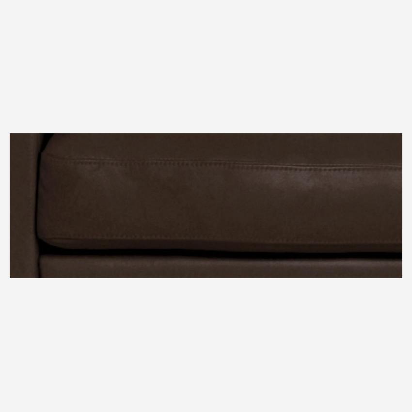 Canapé 2 places en cuir - Marron - Pieds noirs