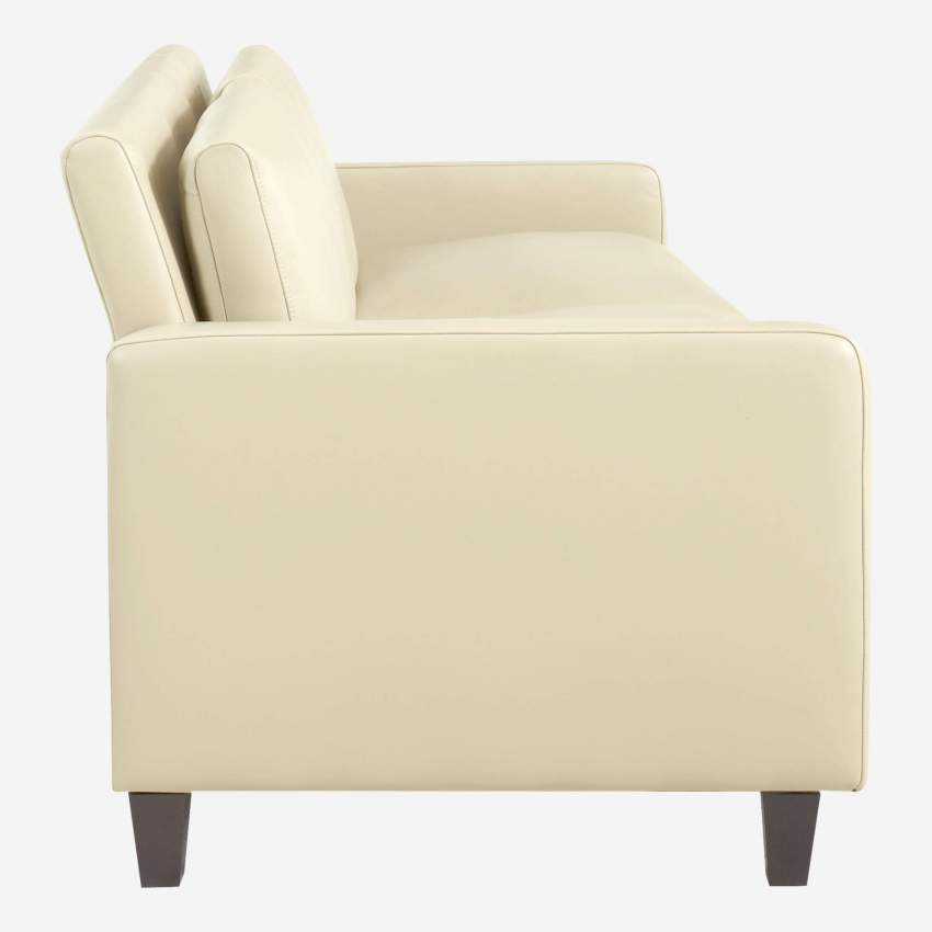 2-Sitzer-Sofa aus Leder - Naturfarben - Schwarze Füße
