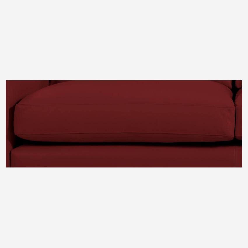 Canapé 2 places en cuir - Rouge - Pieds noirs