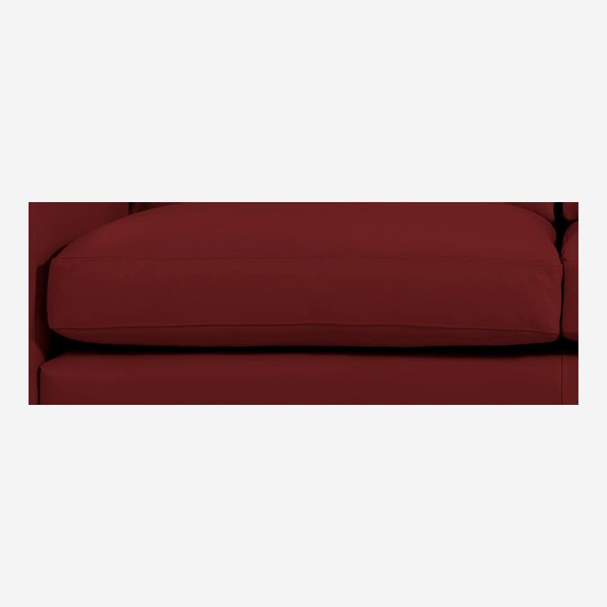 Canapé 2 places en cuir - Rouge - Pieds noirs