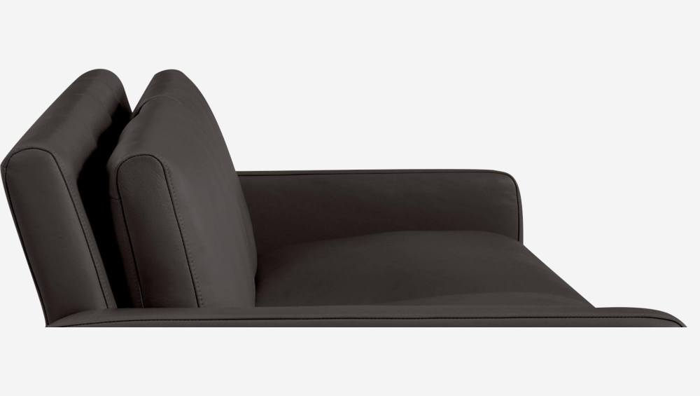 3-Sitzer-Sofa aus Leder - Braun - Schwarze Füße