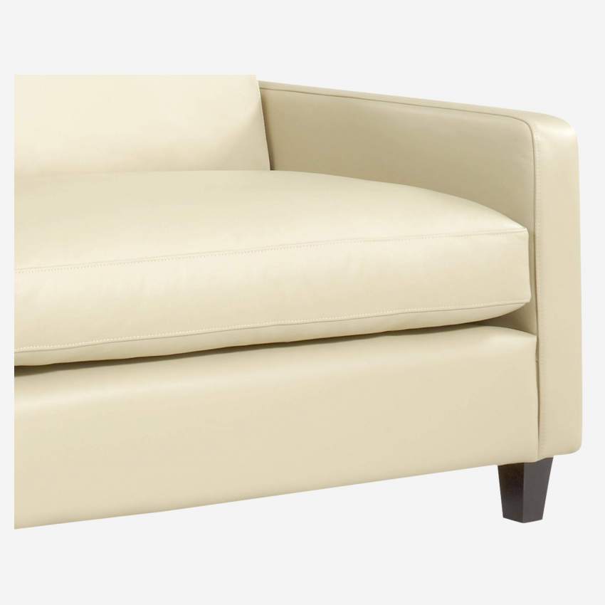3-Sitzer-Sofa aus Leder - Naturfarben - Schwarze Füße