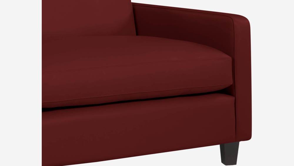 3-Sitzer-Sofa aus Leder - Rot - Schwarze Füße