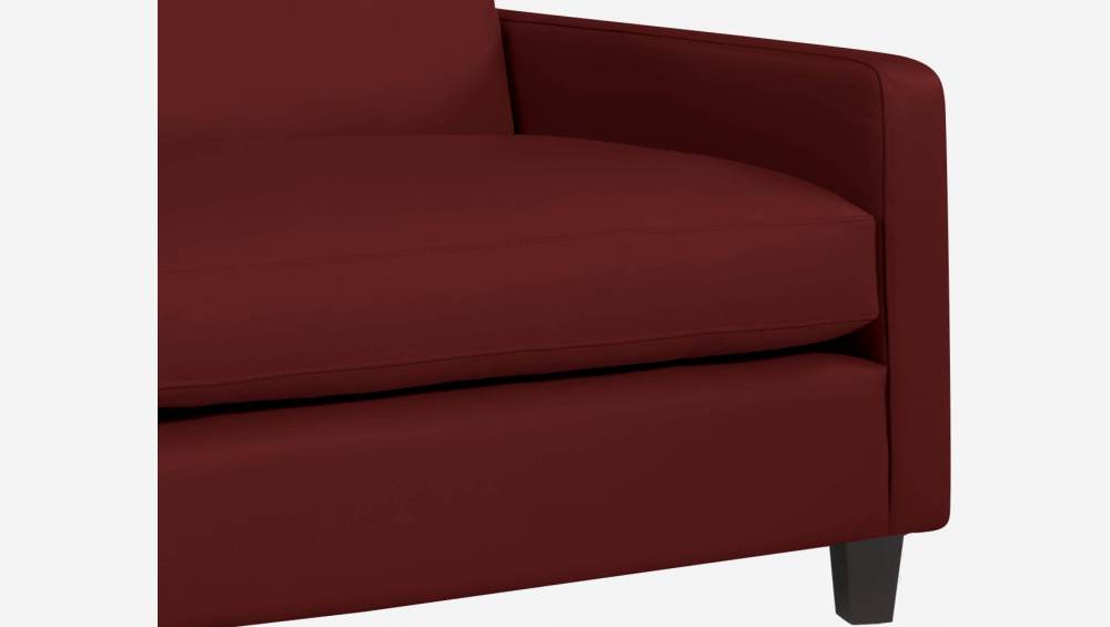 Canapé 3 places en cuir - Rouge - Pieds noirs