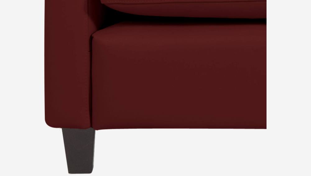 Canapé 3 places en cuir - Rouge - Pieds noirs