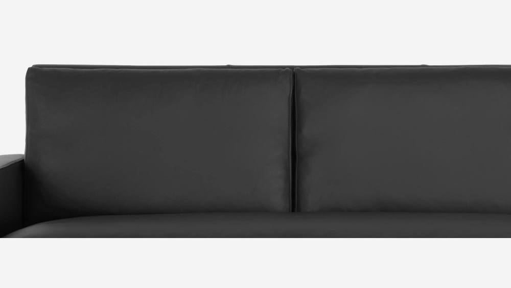 Sofá de ángulo 2 plazas de piel - Negro - Patas negras