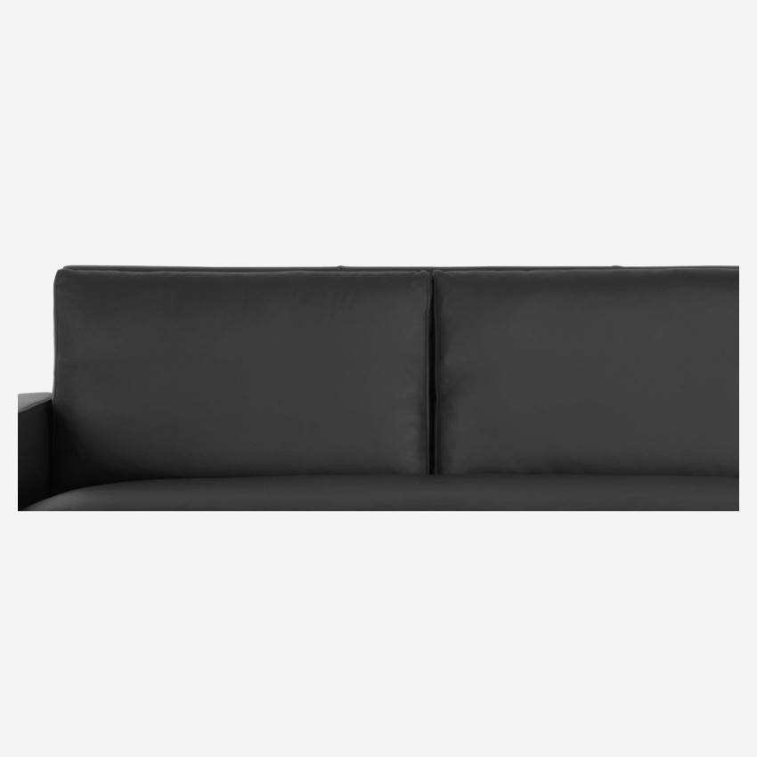 Sofá de ángulo 2 plazas de piel - Negro - Patas negras