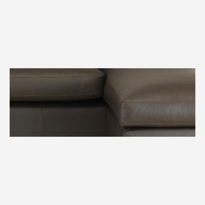 Sofá de ángulo 2 plazas de piel - Marrón - Patas negras