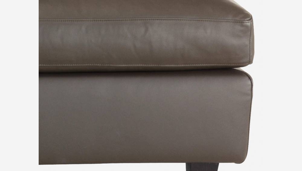 Canapé d'angle 2 places en cuir - Marron - Pieds noirs