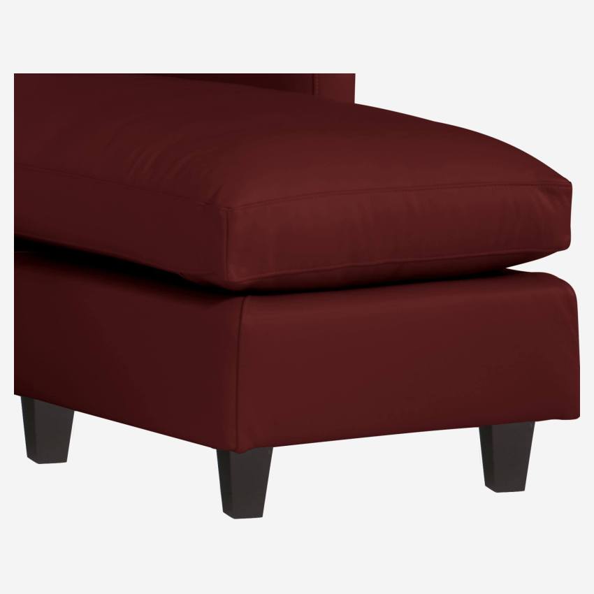 Sofá de ángulo 2 plazas de piel - Rojo - Patas negras