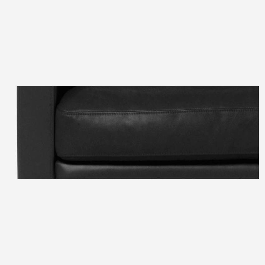 Sessel aus Leder - Schwarz - Eichenfüße