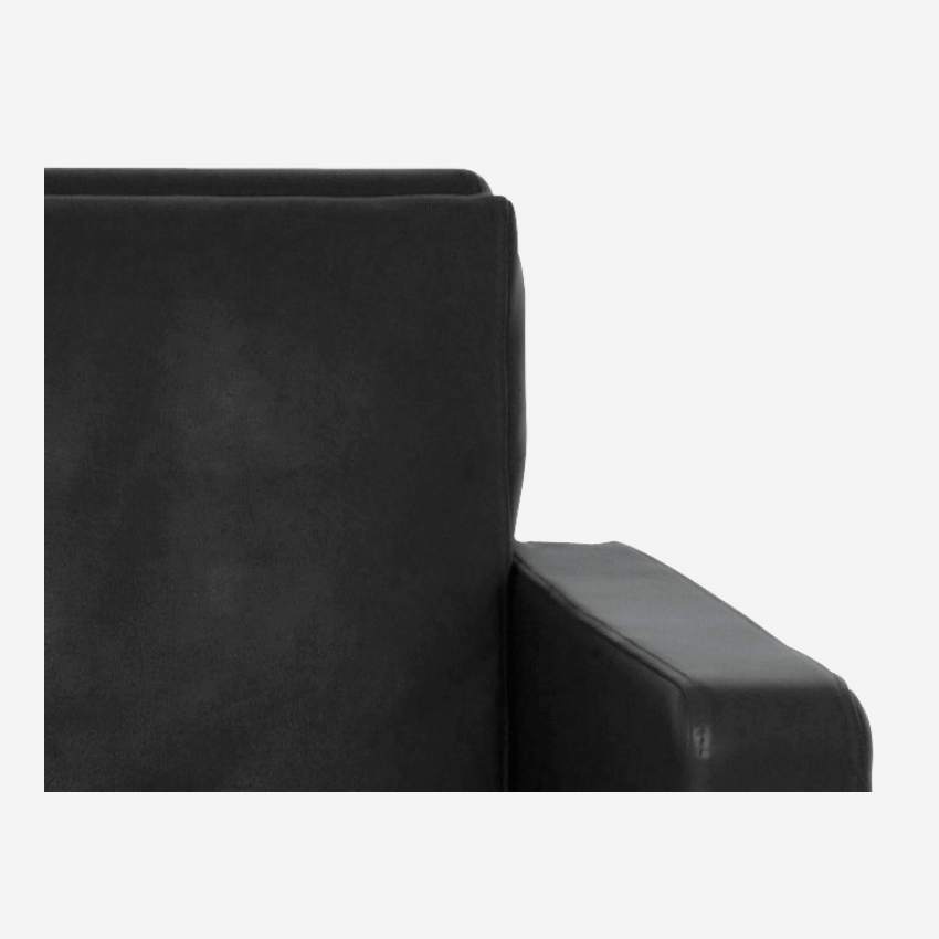 Sessel aus Leder - Schwarz - Eichenfüße