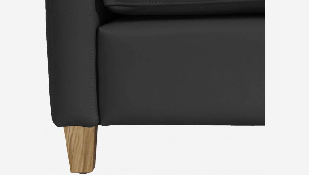 Sofá compacto em pele - preto - Pés madeira
