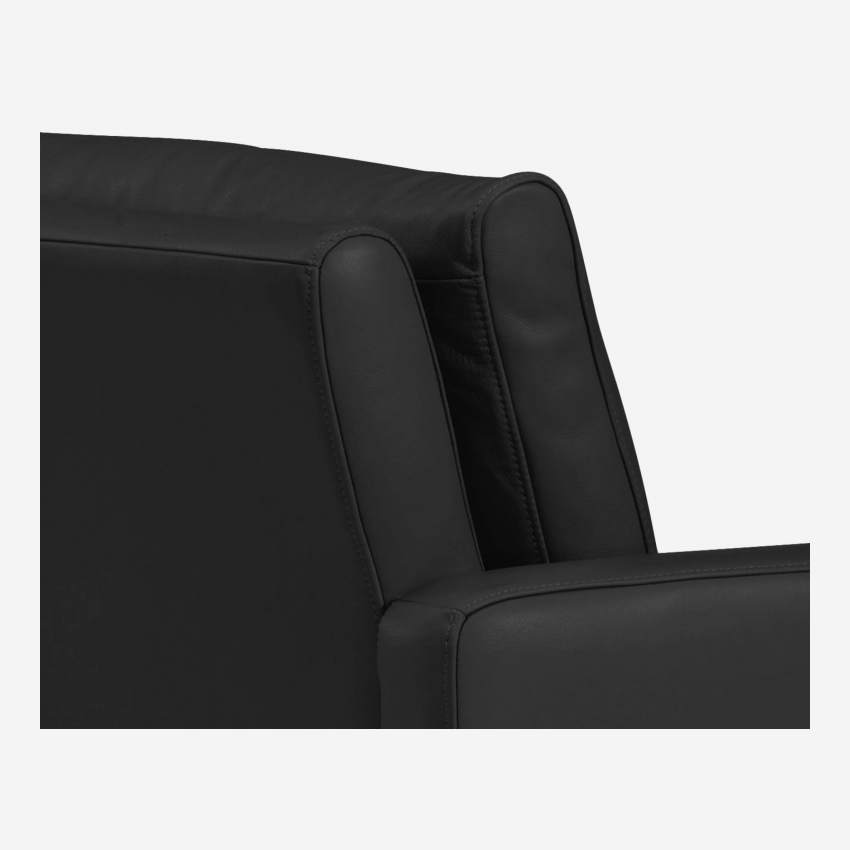 Compacte zetel in leer - Zwart - Eiken poten