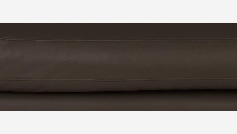 Canapé compact en cuir - Brun - Pieds chêne