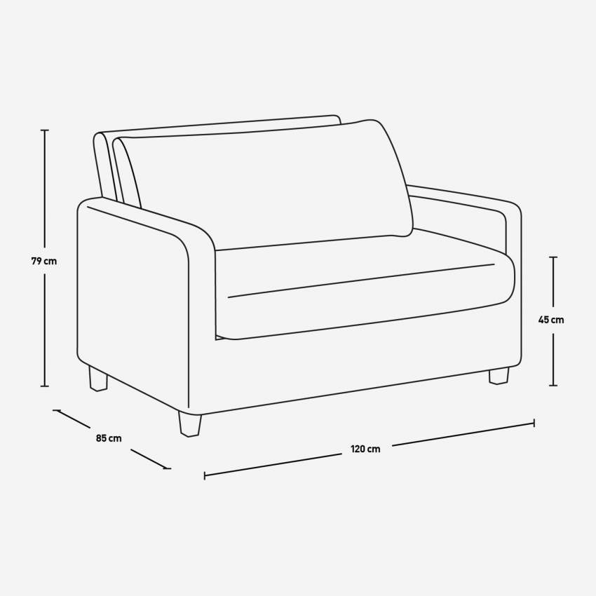 Sofá compacto de piel - Crudo - Patas roble