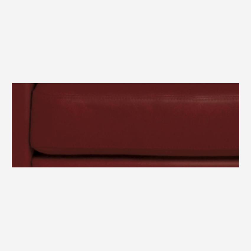 Sofá compacto de piel - Rojo - Patas roble