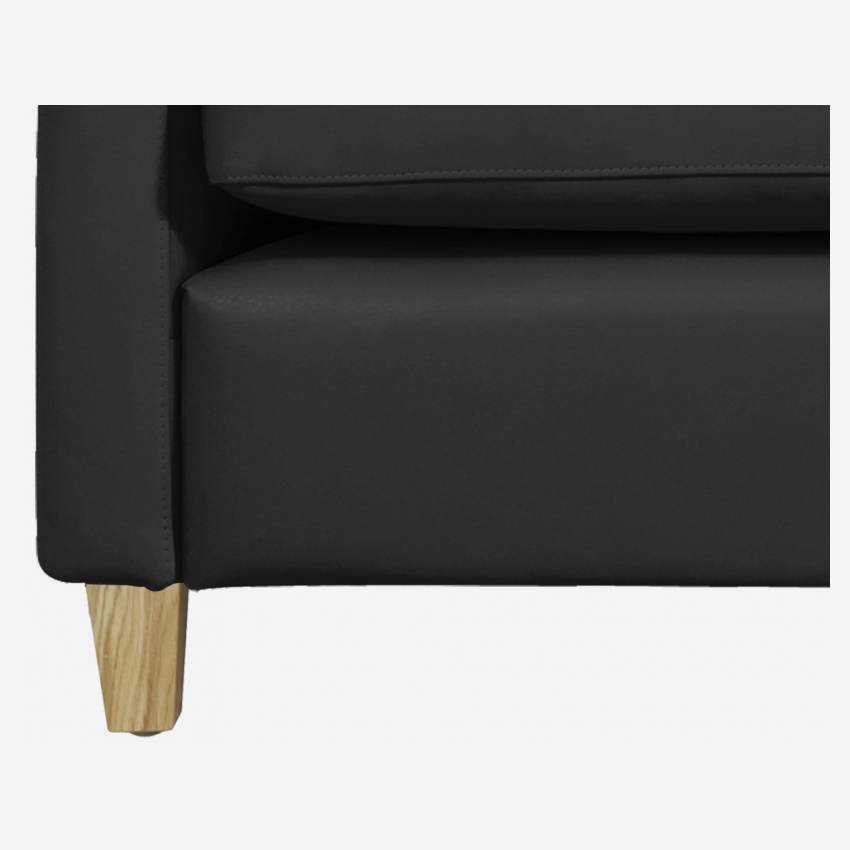 2-Sitzer-Sofa aus Leder - Schwarz - Eichenfüße