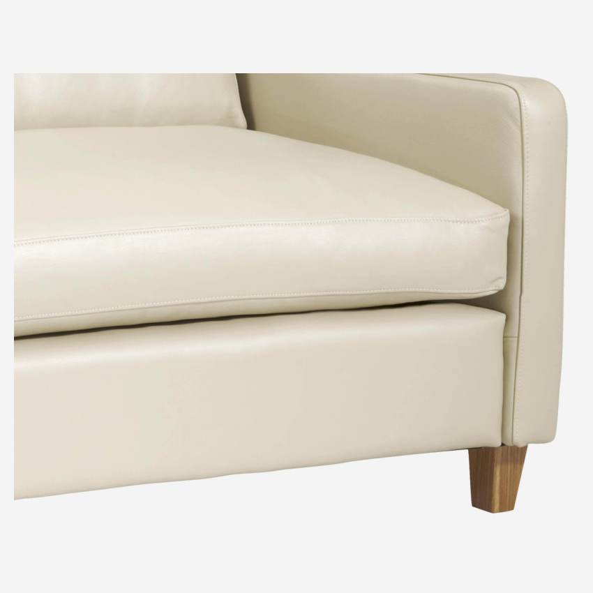 2-Sitzer-Sofa aus Leder - Naturfarben - Eichenfüße