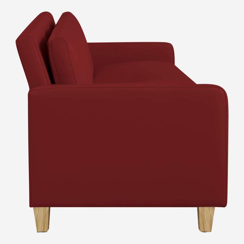 2-zits zetel in leer - Rood - Eiken poten