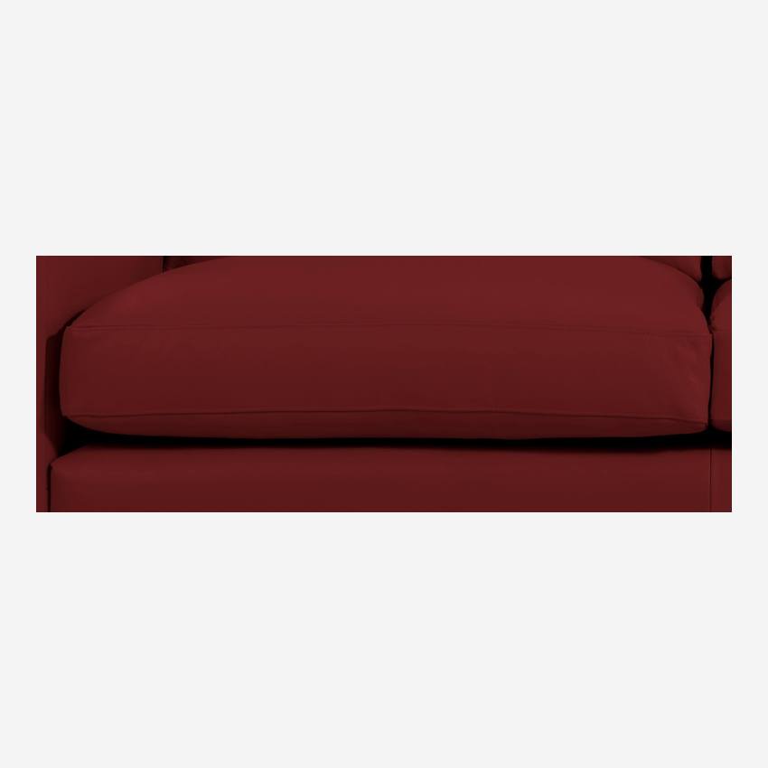 Sofá de 2 lugares em pele - vermelho - Pés madeira