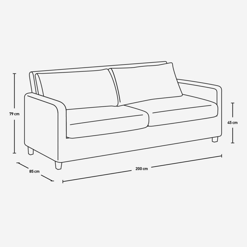 3-Sitzer-Sofa aus Leder - Braun - Eichenfüße