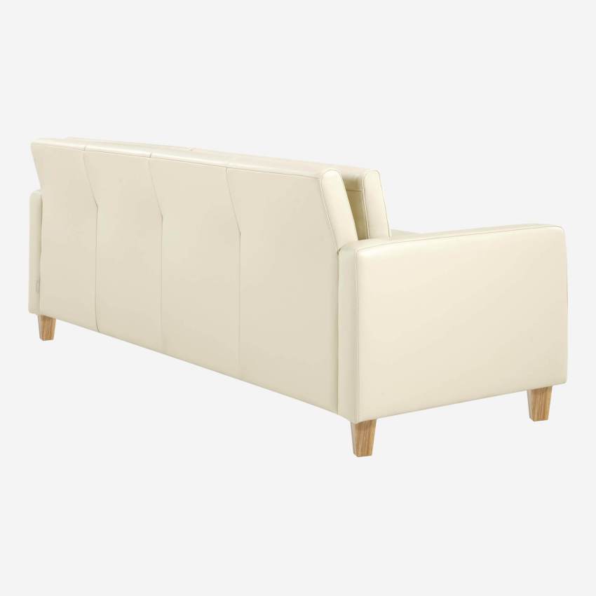 3-Sitzer-Sofa aus Leder - Naturfarben - Eichenfüße
