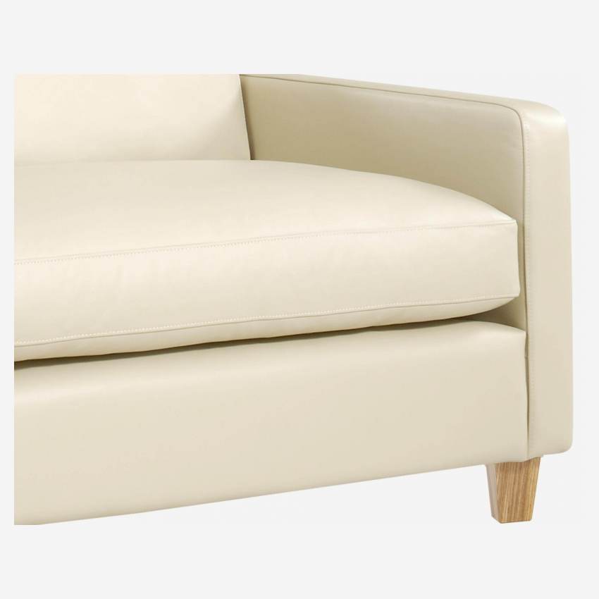 3-Sitzer-Sofa aus Leder - Naturfarben - Eichenfüße