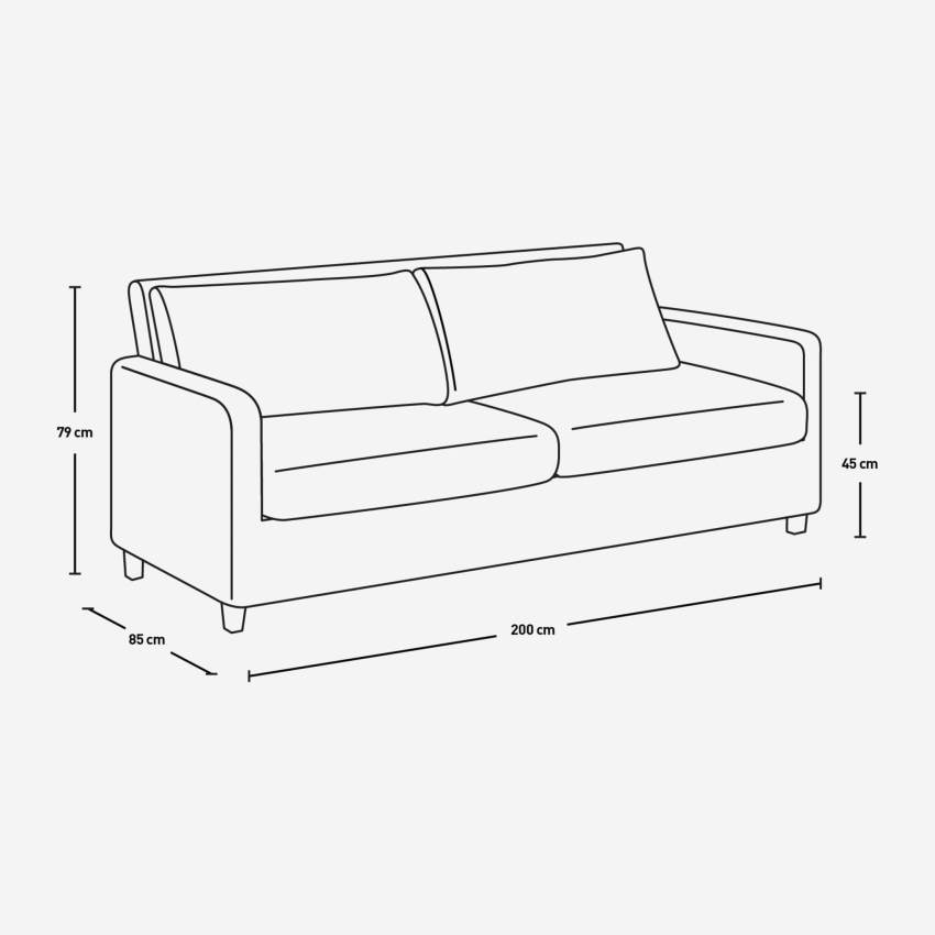 3-Sitzer-Sofa aus Leder - Rot - Eichenfüße