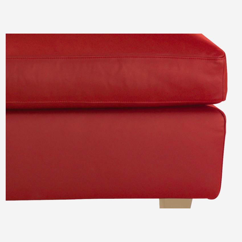 Sofá de ángulo 2 plazas de piel - Rojo - Patas roble