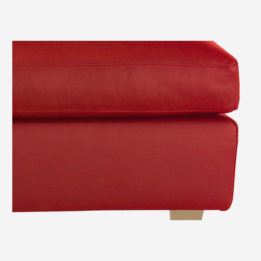 Canapé d'angle 2 places en cuir - Rouge - Pieds chêne