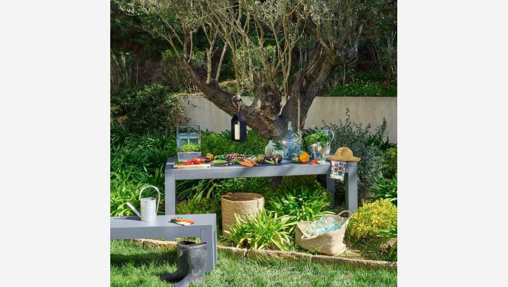 Table de jardin en fibrestone anthracite