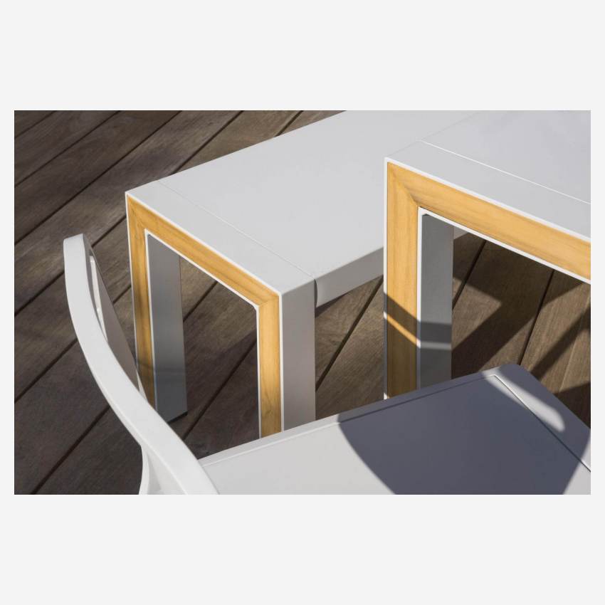 Mesa de jardín de aluminio con partes de teca - Gris tórtola