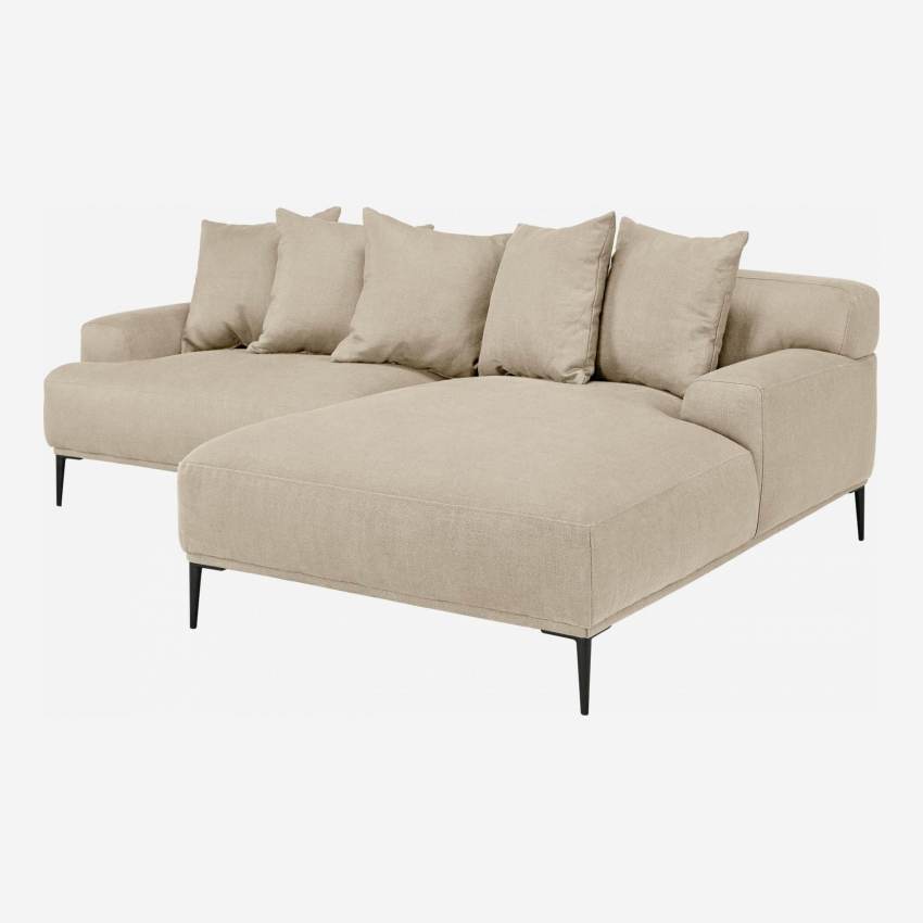 2-Sitzer-Sofa aus Leinen mit rechter Ecke - Naturfarben