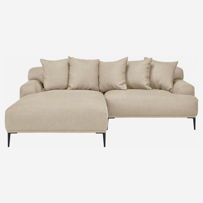 2-Sitzer-Sofa aus Leinen mit linker Ecke - Naturfarben
