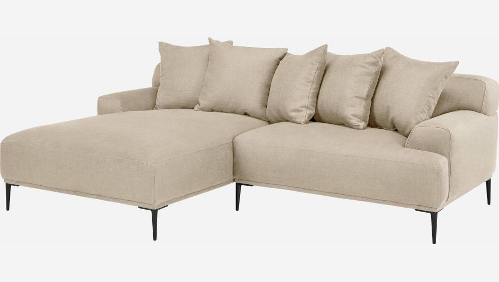 2-Sitzer-Sofa aus Leinen mit linker Ecke - Naturfarben