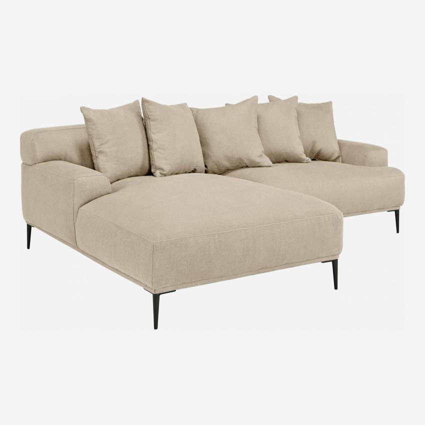 Sofá 2 plazas de lino con chaiselongue derecha - Natural