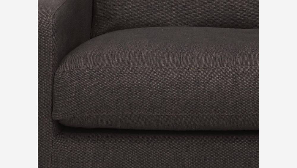 Canapé compact en tissu italien - Marron - Pieds noirs
