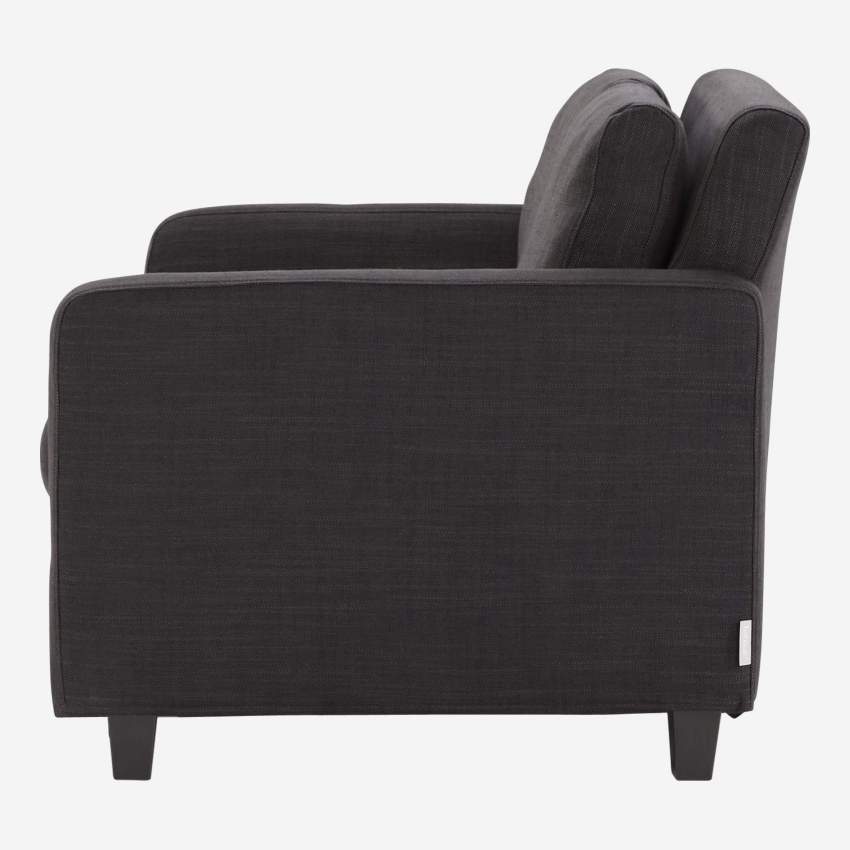 3-Sitzer-Sofa aus italienischem Stoff - Braun - Schwarze Füße