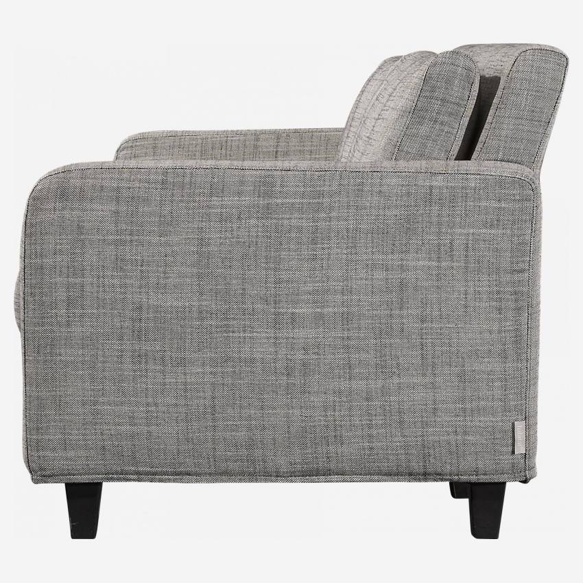 3-Sitzer-Sofa aus italienischem Stoff - Perlgrau - Schwarze Füße