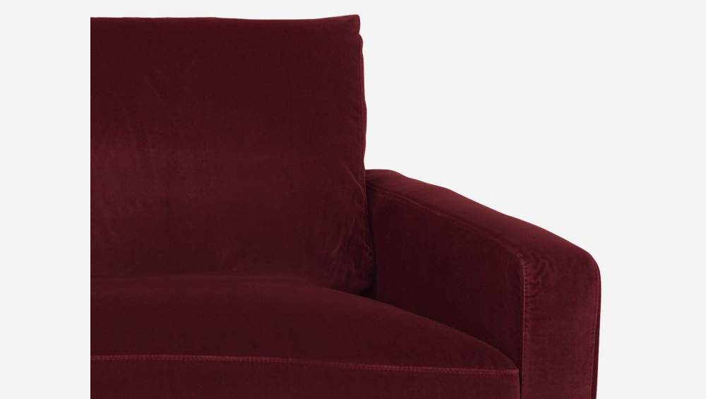 Canapé 2 places en velours - Rouge - Pieds chêne