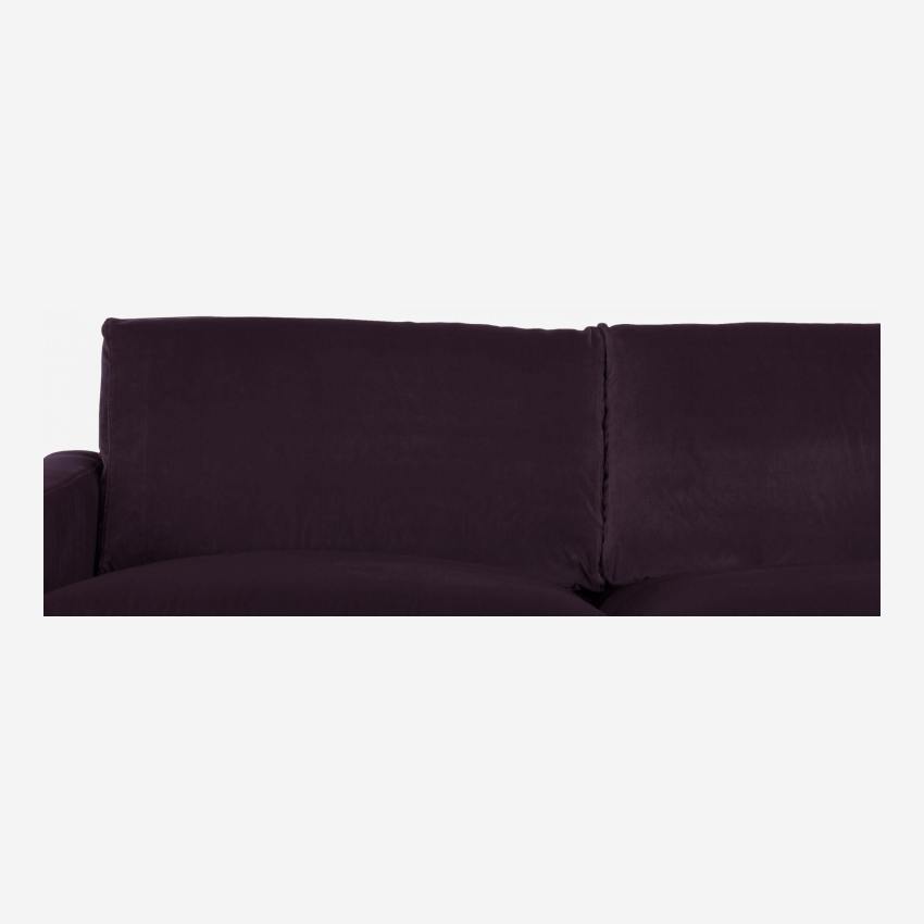 Canapé 2 places en velours - Violet - Pieds chêne
