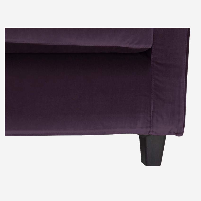 Canapé 2 places en velours - Violet - Pieds noirs